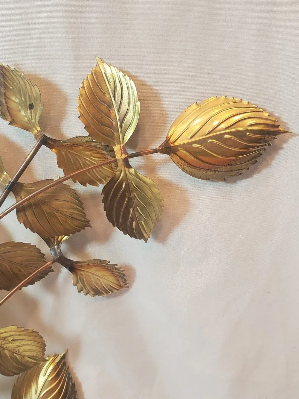 Homco Home Interiors Vtg Brass Gold Birch Leaf Metal Wall Art Branch MCM Retro